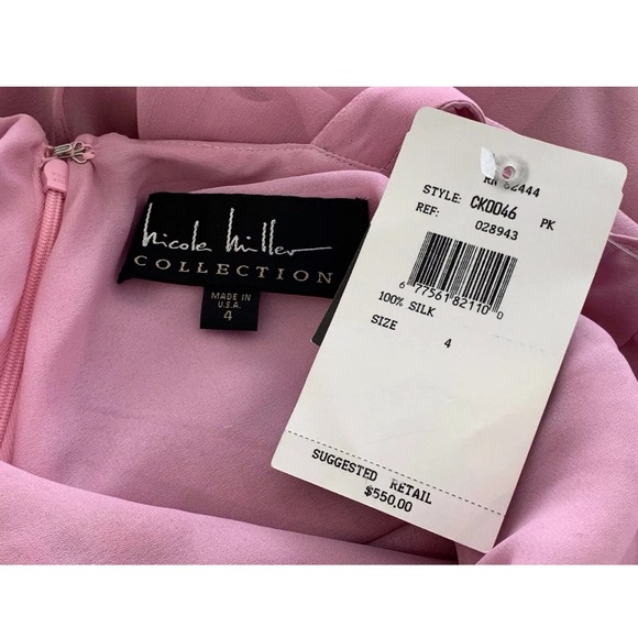 NICOLE MILLER COLLECTION DUSTY PINK SILK LONG DRESS 4 NWTS! - Picture 11 of 11